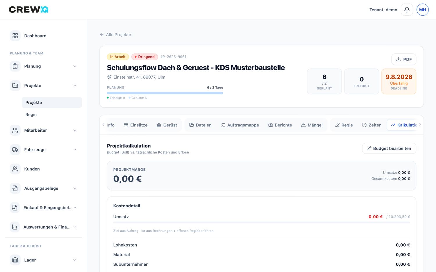 Projektkalkulation mit Marge