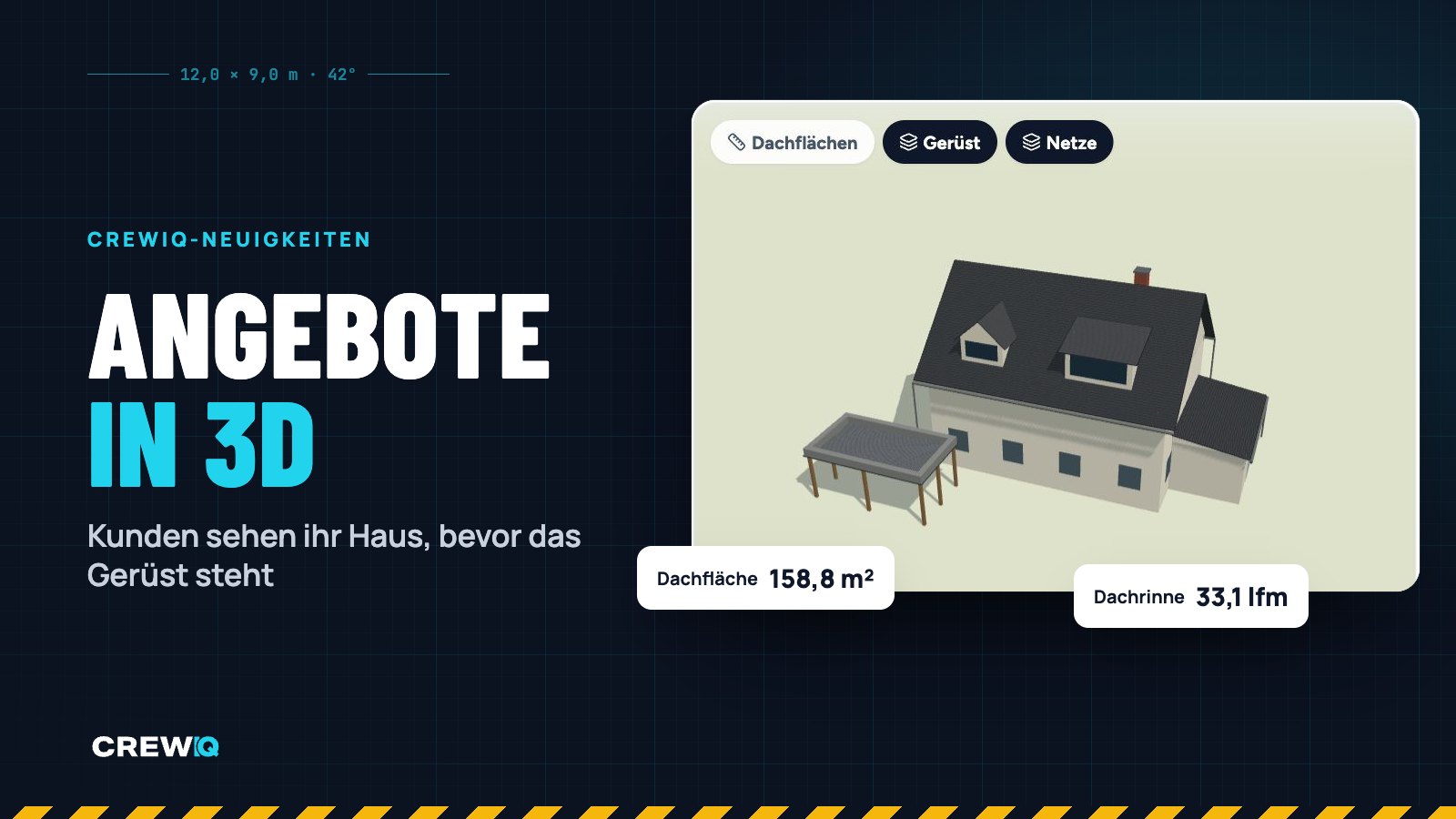 Titelbild: 3D-Modell eines Hauses mit Dachfläche und Dachrinne